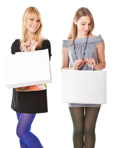 Happy girls with shopping bags — Stock Photo, Image