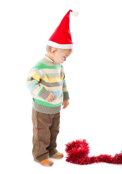 Liten pojke santa hatt — Stockfoto