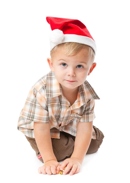 Μικρό αγόρι που φοράει ένα καπέλο santa — Φωτογραφία Αρχείου