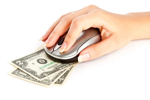 Ποντίκι του υπολογιστή με δολάρια — Φωτογραφία Αρχείου