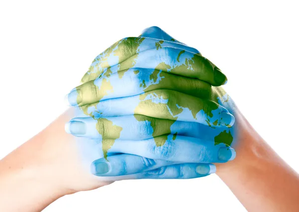 Mapa do mundo pintado a mãos — Fotografia de Stock