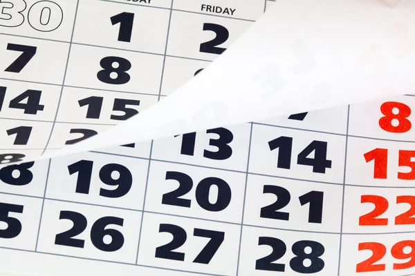 Close up of calendar page — Stock Photo, Image
