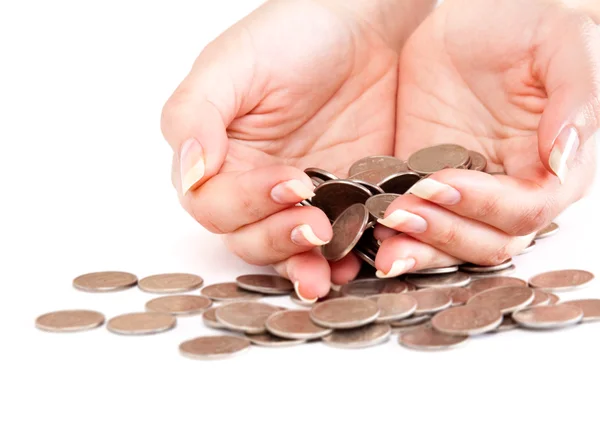 Hand with coins — Stock Photo, Image