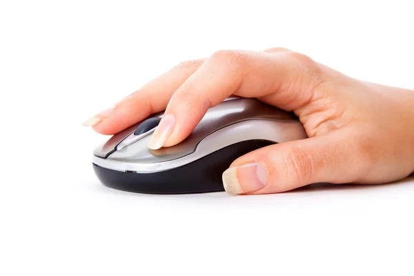 Χέρι με ποντίκι υπολογιστή — Φωτογραφία Αρχείου