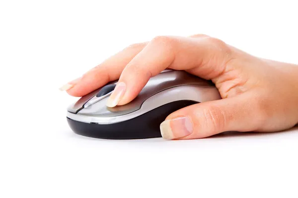 Mão com mouse de computador — Fotografia de Stock