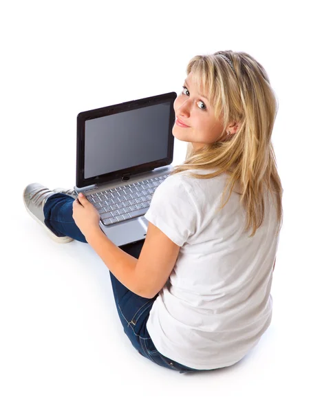 Laptopos lány — Stock Fotó