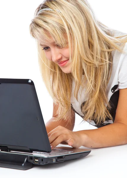 Dziewczyna z laptopem — Zdjęcie stockowe