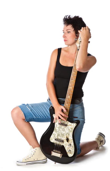 Mujer con guitarra eléctrica —  Fotos de Stock