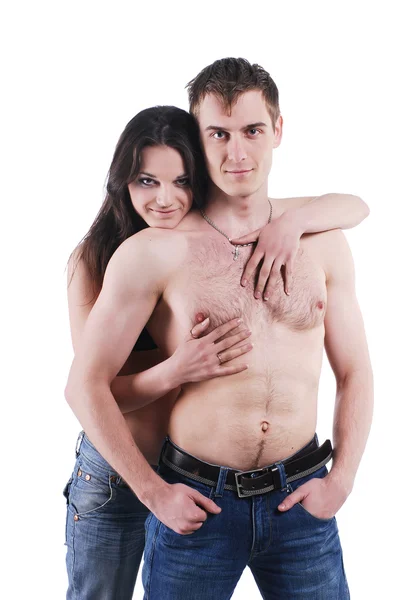 男人和女人在牛仔裤 — 图库照片