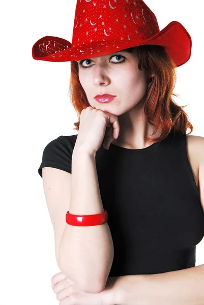 Portrét dívky s kloboukem — Stock fotografie