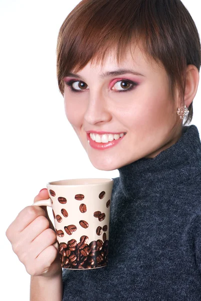 La mujer tiene un descanso de cofee — Foto de Stock