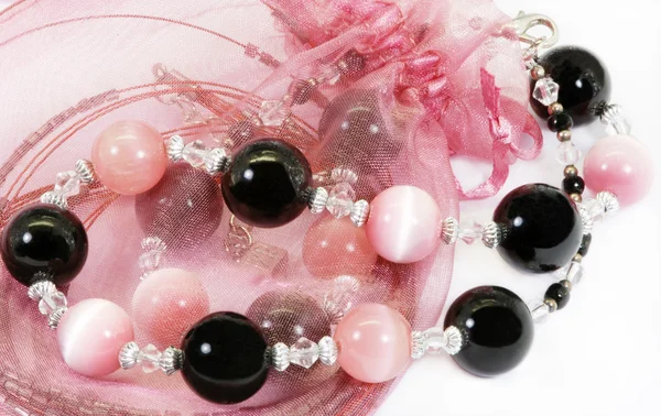 Pink and black beads — Stock Photo, Image
