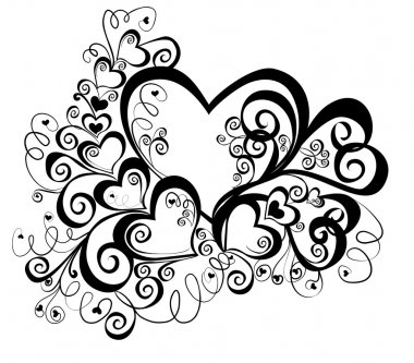 Heart with floral ornament, vector
