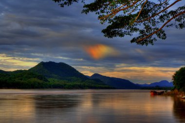 Sundog over Mekong river clipart