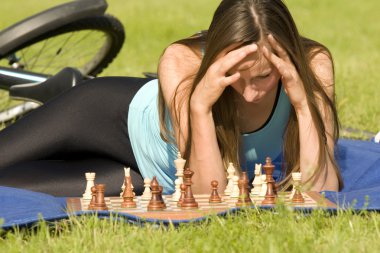 Playing chess outdoor clipart