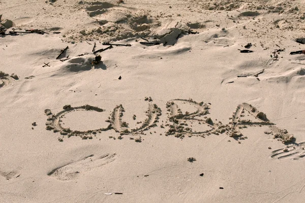 Kuba skriven i sanden — Stockfoto