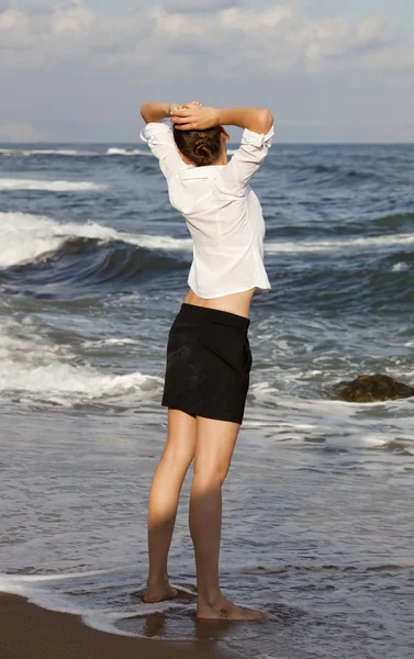 Donna d'affari in spiaggia — Foto Stock