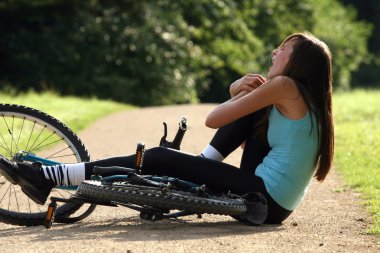 Accident on road with biker clipart