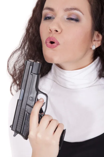 Nő a fegyvert — Stock Fotó
