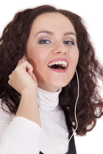 Vrouw met MP3 speler — Stockfoto
