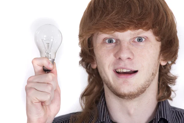 Man with bulb — Stock Photo, Image
