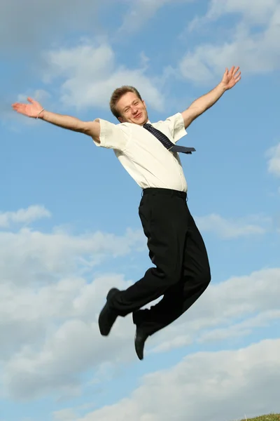 Empresário de salto feliz — Fotografia de Stock