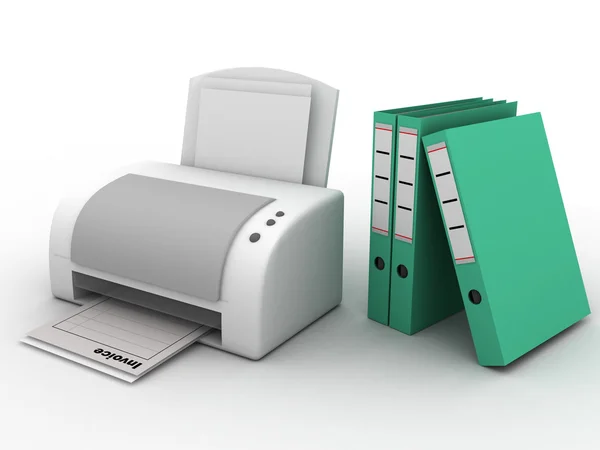 Принтер с папками — стоковое фото
