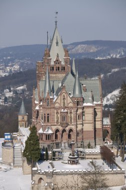 Drachenburg castle in winter clipart