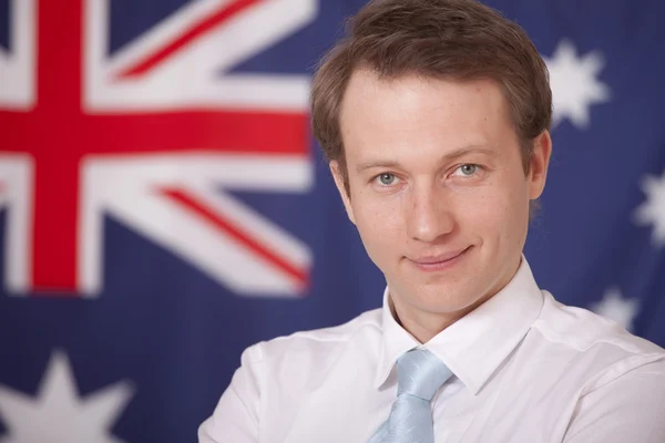 Businessman over australian flag — Stock Photo, Image