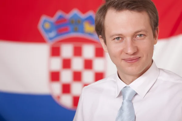 Biznesmen nad Flaga Chorwacji — Zdjęcie stockowe
