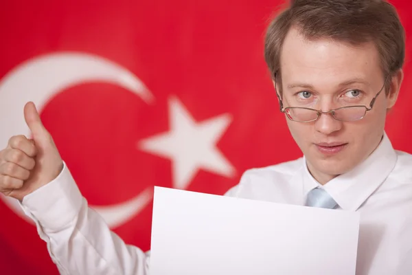 Türkiye bayrağı üzerinde hoparlör — Stok fotoğraf
