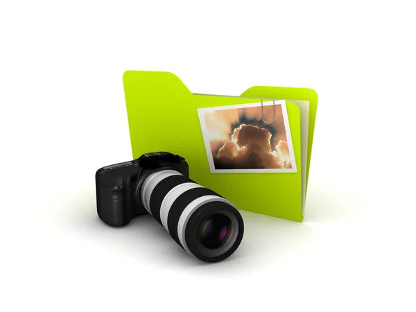 Fotocamera con foto — Foto Stock