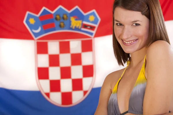 Woman over croatian flag — Stock Photo, Image