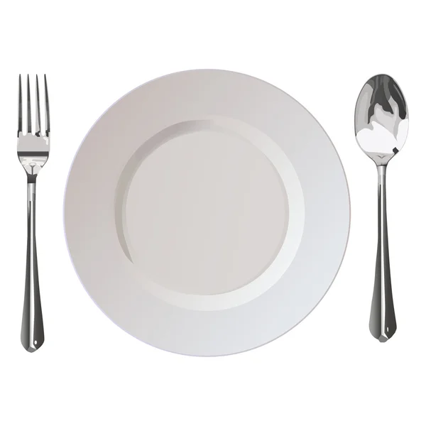 Flatwares fork plate spoon — Stock Vector