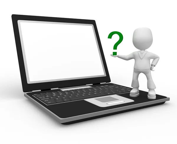 Pergunta e laptop — Fotografia de Stock