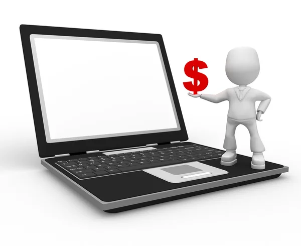 Rode dollar en laptop — Stockfoto