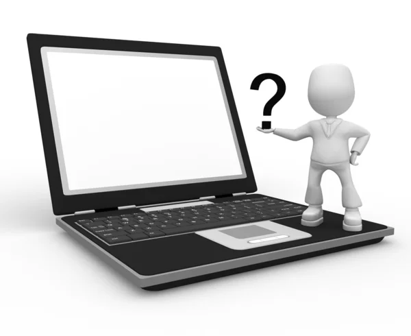 Kérdés és laptop — Stock Fotó