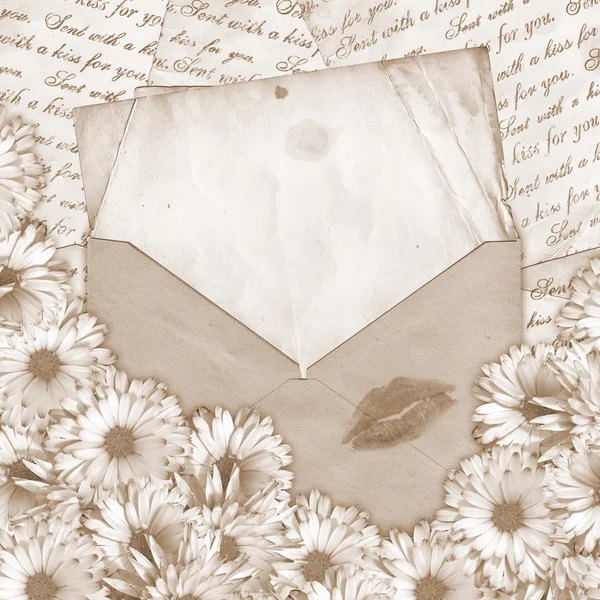 Liebesbrief mit Blume — Stockfoto