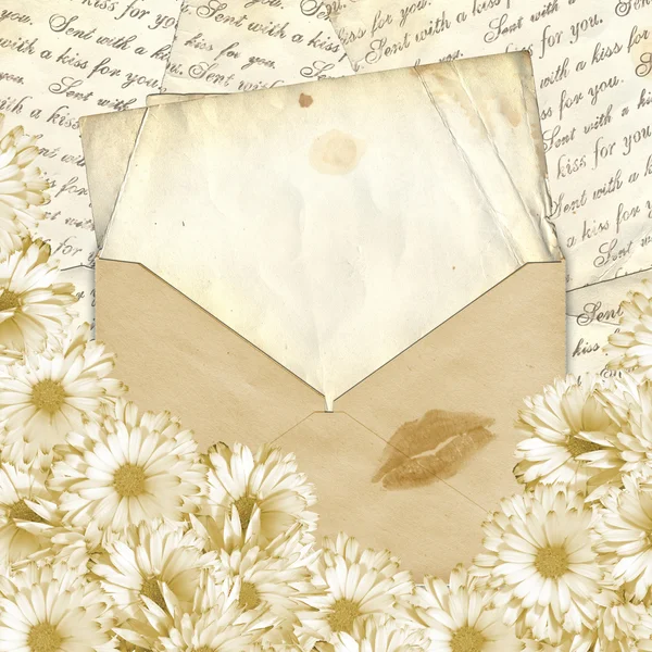Liebesbrief mit Blume — Stockfoto