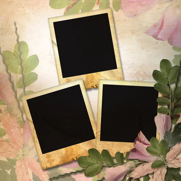 Vintage background with three frames for — Stock Photo, Image