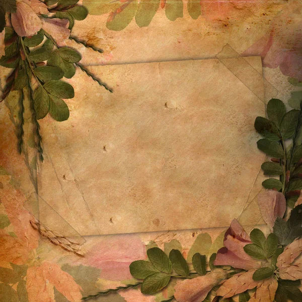 Винтажный фон с цветочным компози — стоковое фото