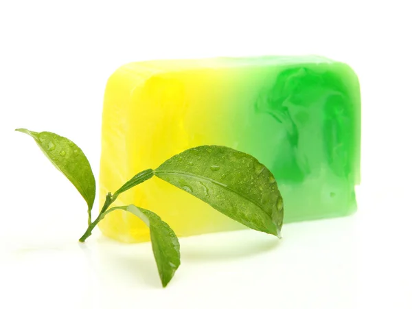 Soap and leaf — Stock Photo, Image