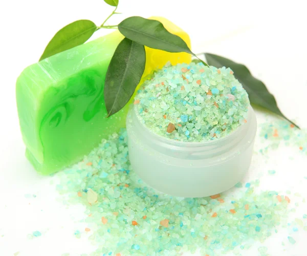 Soap and sea salt — Stock Photo, Image