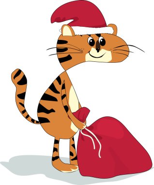 Cat - Santa Claus whit gifts clipart