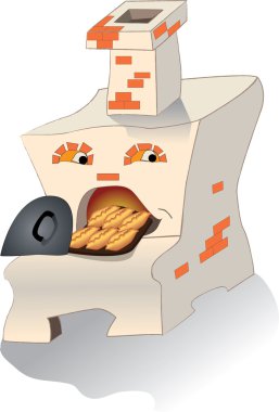 The furnace with pies clipart