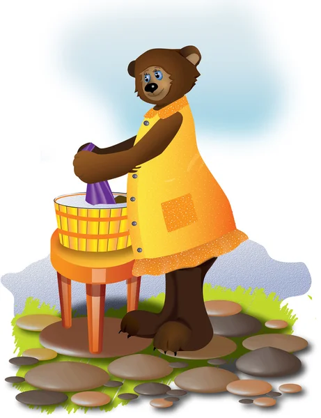 Hon-bear tvätta linne — Stockfoto