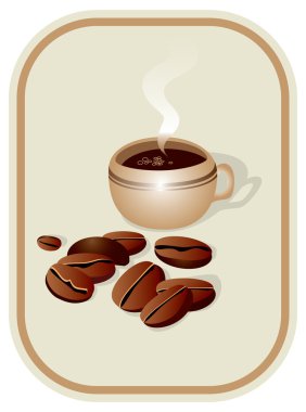 Cup of coffee and coffee grains clipart