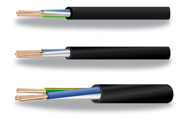 3-aderige elektrische koperen kabel — Stockvector