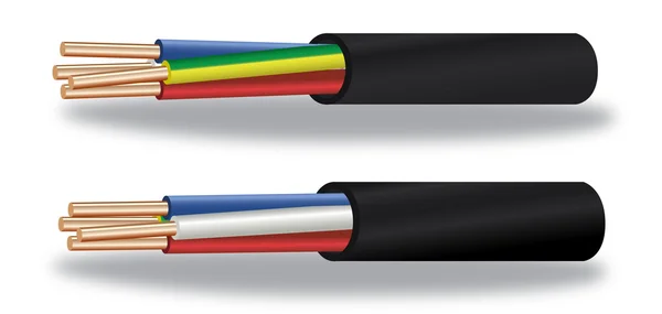 Cable de cobre eléctrico de 4 alambres — Vector de stock