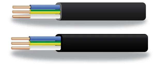 3-aderige elektrische koperen kabel — Stockvector